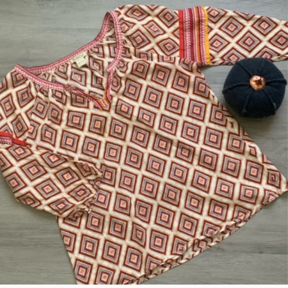 Lucky Brand Boho Southwest Design Blouse L